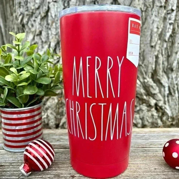 NEW Rae Dunn - Stainless steel MERRY CHRISTMAS insulated tumbler travel mug/cup - Picture 1 of 15